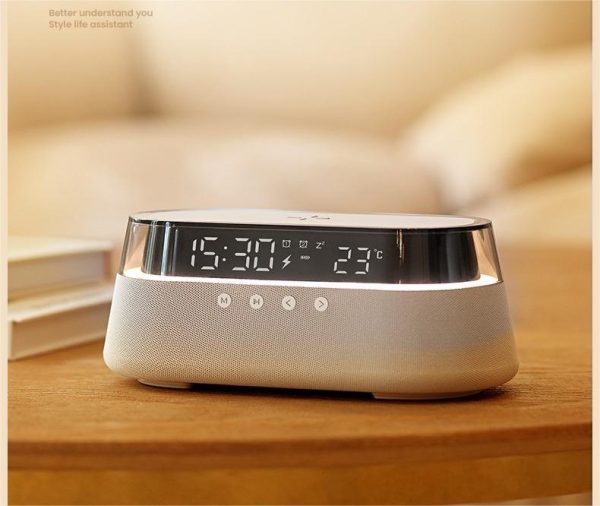 Digital Alarm Clock Radio with Wireless Charging 15W - Bluetooth Speakerwith FM Radio, Dual Alarm, Night Light, LED Display and Rhythm RGB Light - 图片 3