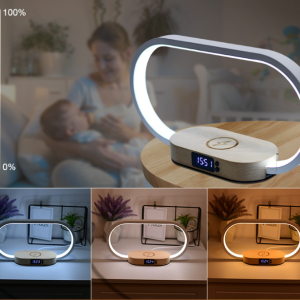 Bedside Lamp with USB Port,Bedroom Lamp with 10W Fast Wireless Charger, Nightstand Lamp with Clock, Dimming & 3 Color Modes