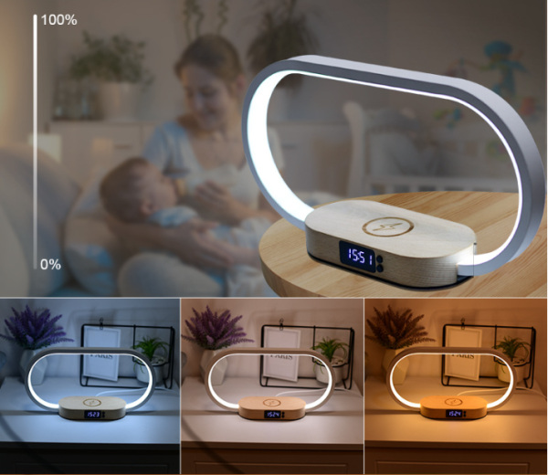 Bedside Lamp with USB Port,Bedroom Lamp with 10W Fast Wireless Charger, Nightstand Lamp with Clock, Dimming & 3 Color Modes - 图片 4