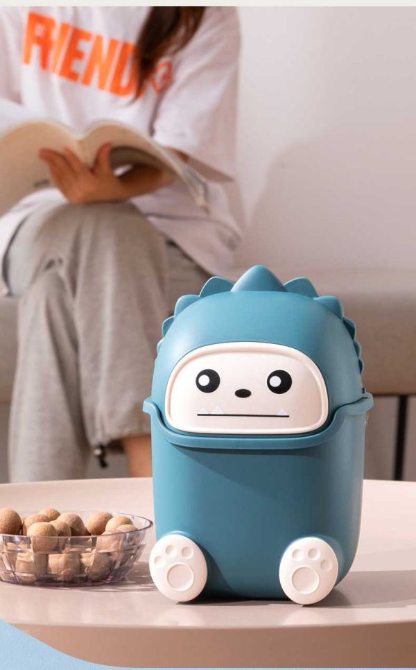 Little Monster Mini Desktop Trash Can With Lid - Small Home Office Desktop Storage Bin - 图片 3