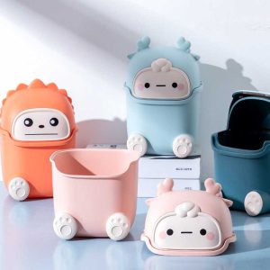 Little Monster 迷你桌面垃圾桶（带盖） - 小型家庭办公桌面储物箱