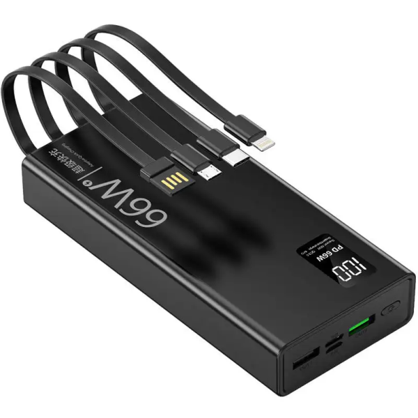 High-Capacity 66W Super Fast Charging Power Bank with Dual USB and Type-C Ports PD 20 W- 20000 mAh