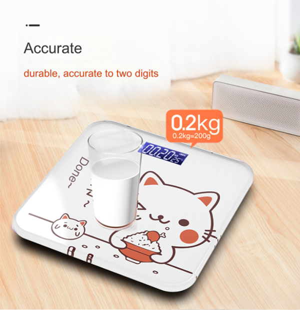 Cute Instagram Style Smart Home Weight Scale with Tempered Glass, Electronic Body Scale, Rechargeable, Cute Design - 图片 4