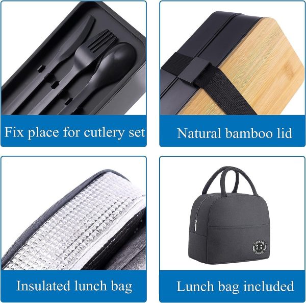 INS Style Japanese Bento Box Set, Double-Layer, Large Capacity, Microwave Safe, Plastic Food Storage Container - 图片 4