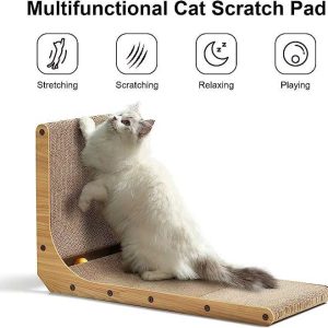 猫抓板，70 CM L 形壁挂式猫抓板，带球的室内猫抓板玩具，大尺寸