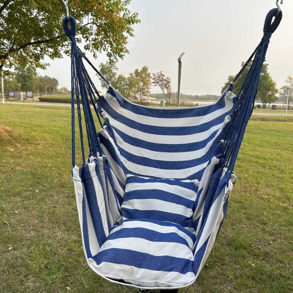 Hammock Chair Hanging Rope Swing, Topind Hanging Chair with Sturdy Wooden Spreader Bar with Anti-Slip Rings - Max 500 Lbs - Two Cushions Included for Indoor or Outdoor Spaces - 图片 3