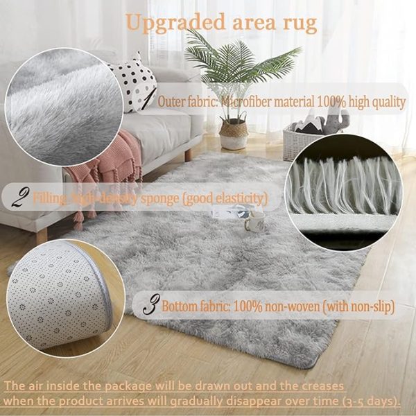 Area Rugs Soft Fluffy Carpet for Bedrooms, Living Room, Boys Room, Girls Room, Play Room Modern Home Decor Non-Slip, - 图片 2