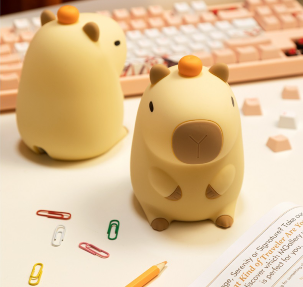 Cute Capybara Night Lights, Attivolife Animal Soft Silicone Touch LED Lamp with Dimmable & Timer, Portable Rechargeable Nursery Bedside Bedroom Table Decor - 图片 7