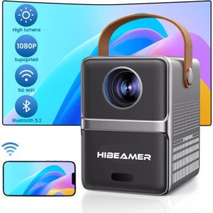 带 5G WiFi 和蓝牙的迷你投影仪，1080P 便携式投影仪，户外电影投影仪，300 英寸屏幕，家庭影院投影仪，与 iOS/Android/ 电视棒/HDMI/PS5 兼容