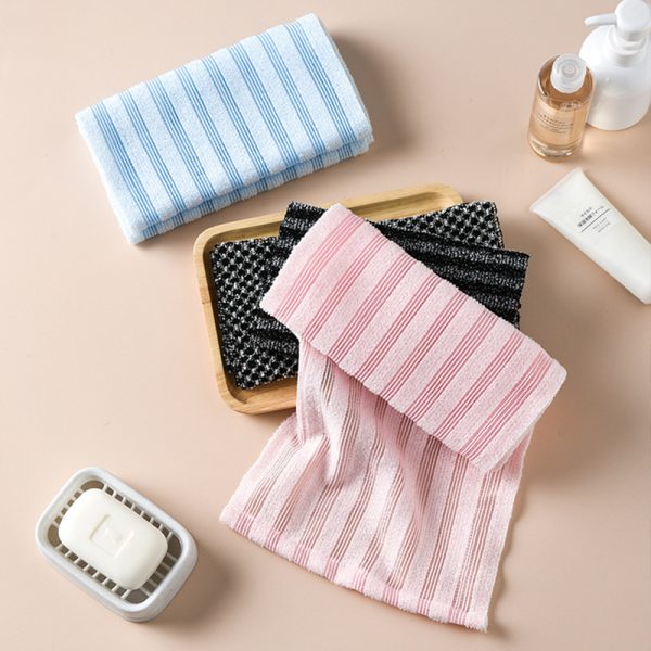 Trendy Japanese Exfoliating Back Scrubber, Body Back Scrubber Towel for Shower, Exfoliating Bath Wash Scrub Cloth Washcloth Washer for Exfoliation, Body Scrubbing Brush Loofah Exfoliator - 图片 2