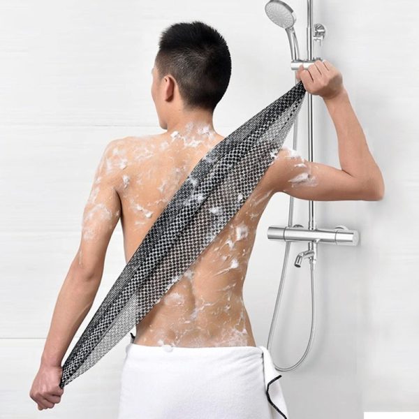 Trendy Japanese Exfoliating Back Scrubber, Body Back Scrubber Towel for Shower, Exfoliating Bath Wash Scrub Cloth Washcloth Washer for Exfoliation, Body Scrubbing Brush Loofah Exfoliator
