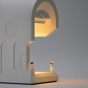 Aromatherapy Pantheon Architectural Plaster Melting Candle Lamp Night Light  -With Adjustable Brightness and Compatibility for Premium Candle Brands