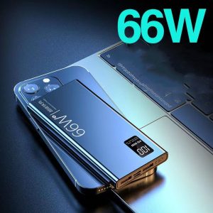 大容量 66W 超级快速充电电源，带双 USB 和 Type-C 端口 PD 20 W- 20000 mAh