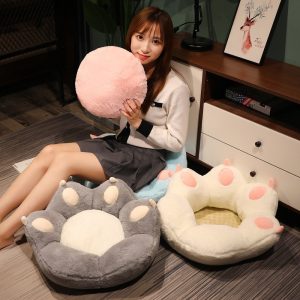 用于卧室、榻榻米、办公椅和地板座垫的新潮可爱猫爪靠垫 50x50 厘米