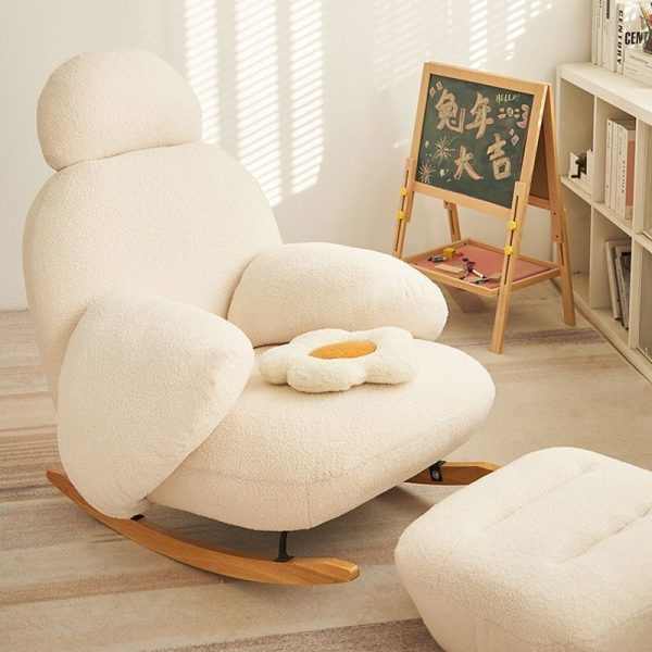 Light luxury Lazy Recliner Sofa Hotel Living Room Leisure Rocking Chair White Modern Single Couch With Stool - 图片 2