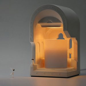 Aromatherapy Pantheon Architectural Plaster Melting Candle Lamp Night Light  -With Adjustable Brightness and Compatibility for Premium Candle Brands