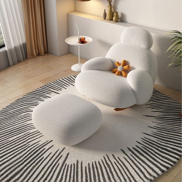 Light luxury Lazy Recliner Sofa Hotel Living Room Leisure Rocking Chair White Modern Single Couch With Stool - 图片 3