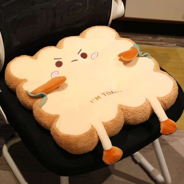 Toast Bread Pillow Cushion with Cute Expression, Kawaii Plush Toy Funny Food Plush Cushion for Office Dorm Bedroom Seat - 图片 5