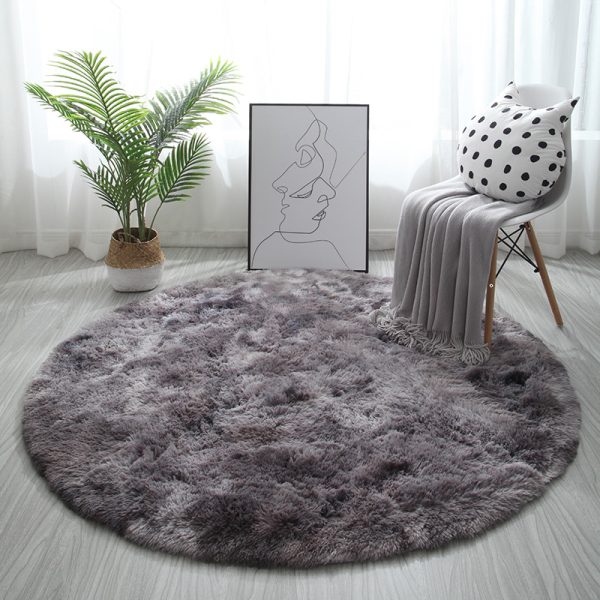 Round Rug Super Soft Fluffy Shag Circle Area Rugs for Kid's Bedroom, Fuzzy Plush Shaggy Circular Rug for Teen's Room, Cute Non-Slip Home Decor Black Carpet for Nursery Room