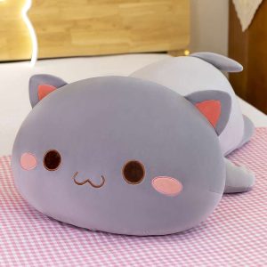 Cute Peach Kitten Plush Toy Stuffed Animal Pet Kitty Soft Anime Cat Plush Pillow 可爱的桃子小猫毛绒玩具填充动物宠物猫柔软的动漫猫毛绒枕头