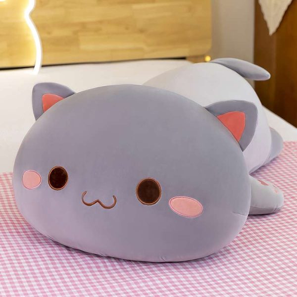 Cute Peach Kitten Plush Toy Stuffed Animal Pet Kitty Soft Anime Cat Plush Pillow - 图片 3