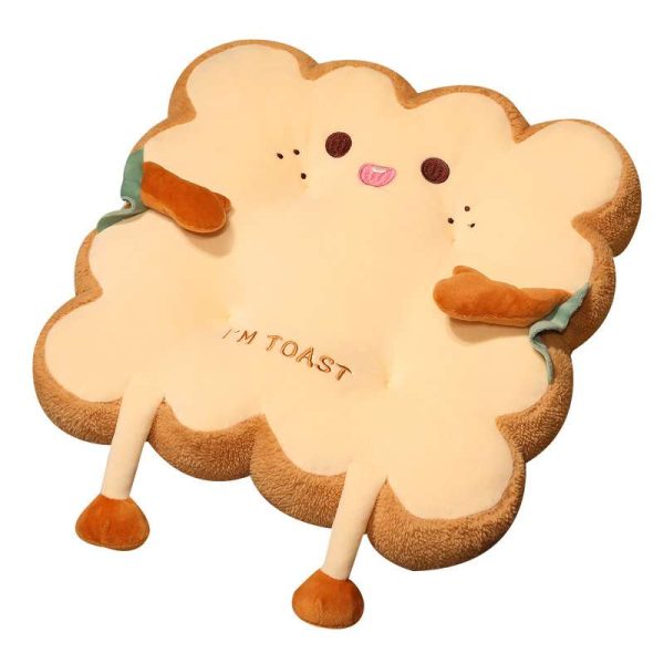 Toast Bread Pillow Cushion with Cute Expression, Kawaii Plush Toy Funny Food Plush Cushion for Office Dorm Bedroom Seat - 图片 4