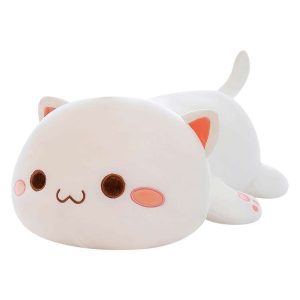 Cute Peach Kitten Plush Toy Stuffed Animal Pet Kitty Soft Anime Cat Plush Pillow 可爱的桃子小猫毛绒玩具填充动物宠物猫柔软的动漫猫毛绒枕头