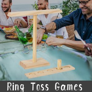 Ring Toss Games for Adults, Hook and Ring Game with Exclusive Carrying case & Unique Stainless Shot Glass, Super Easy to Assemble Shot Ladder, Tabletop Drinking, Outdoor
