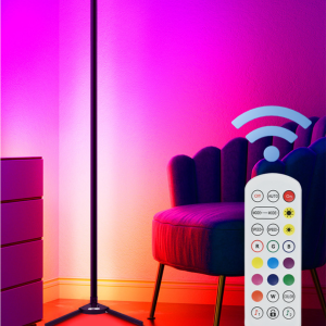 RGB 落地灯，与 Alexa 兼容的智能立灯，带应用程序控制的 RGBIC 卧室灯，适用于客厅、卧室的变色 LED 灯