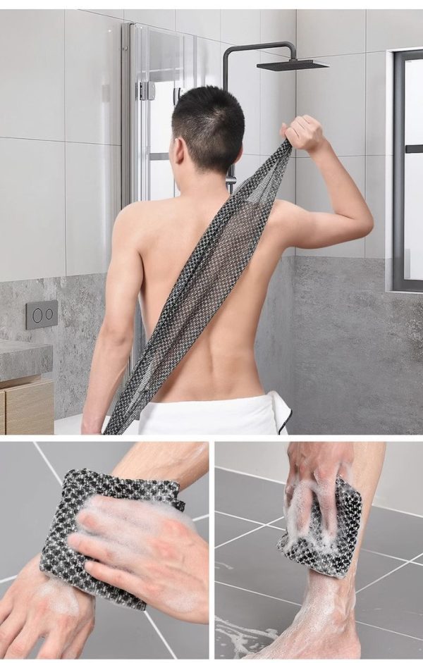 Trendy Japanese Exfoliating Back Scrubber, Body Back Scrubber Towel for Shower, Exfoliating Bath Wash Scrub Cloth Washcloth Washer for Exfoliation, Body Scrubbing Brush Loofah Exfoliator - 图片 6