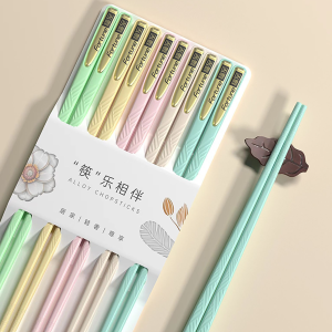 新款豪华厨房用具套装 - 10 双高品质家用筷子 - 高品质合金制成