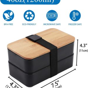 INS Style 日式便当盒套装，双层，大容量，微波炉安全型，塑料食品储藏盒