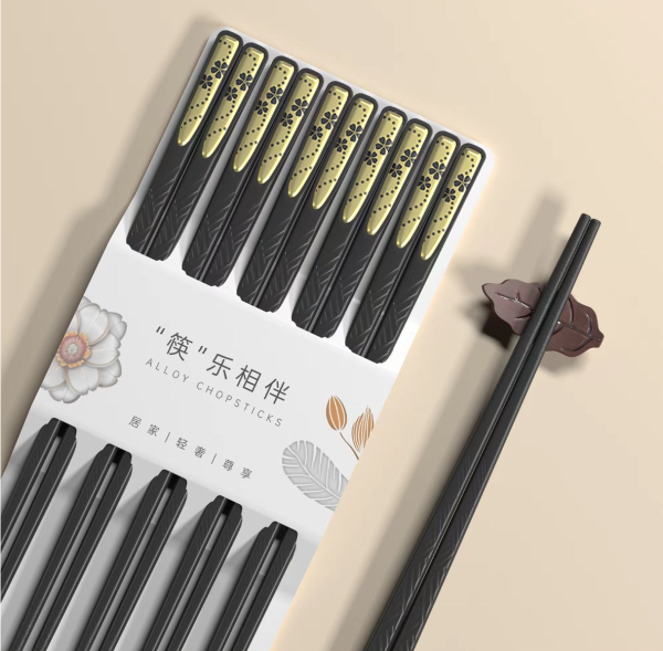 New Luxury Kitchen Utensil Set - 10 Pairs of High-Quality Household Chopsticks - Made with High Quality Alloy - 图片 2