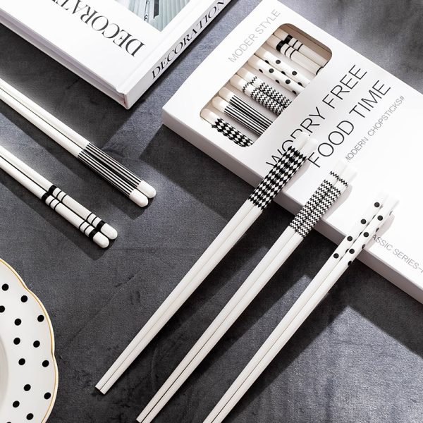 Hepburn Style High-End Premium Ceramic Chopsticks Set, Anti-Slip, Anti-Mold, One Pair Per Person, INS Style, Gift Box - 图片 4