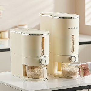 Uforu 20 磅食品级密封大米储藏盒，防潮、防虫，厨房用按压式大米盒