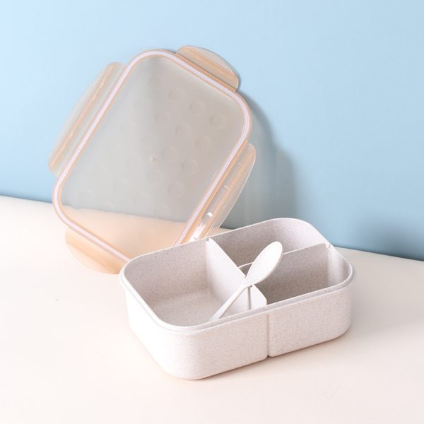INS Style Lunch Box - Large Capacity Microwave Safe Bento Box for Students and Office Workers Made with Wheat Straw Material - 图片 4
