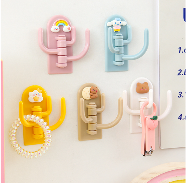 Creative Cute Cartoon Hooks for Living Room, Kitchen, Bathroom - Strong Adhesive Wall Hooks, No Drilling Needed, Pack of Four - 图片 3