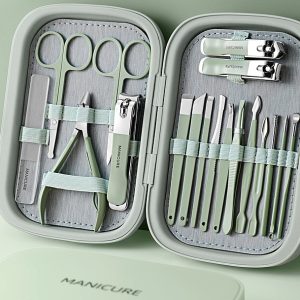 美甲小巧全套工具包，配有耐用不锈钢工具和人体工学设计