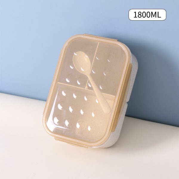 INS Style Lunch Box - Large Capacity Microwave Safe Bento Box for Students and Office Workers Made with Wheat Straw Material - 图片 2