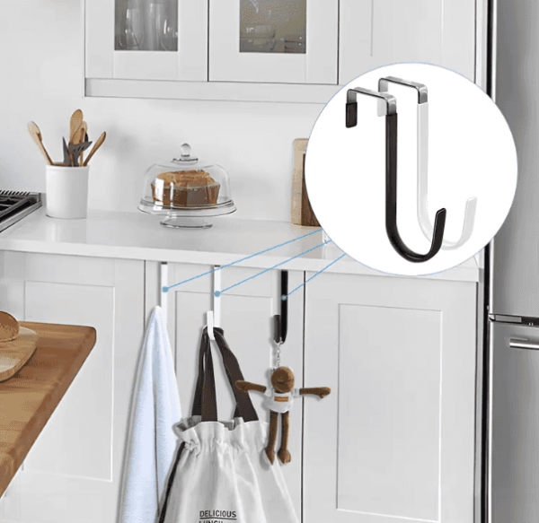 4 PCS Non-Drilling Creative Door Hook - Anti-Slip Rubber Coating for Home Use, Wreath Hanger Single Movable Hook for Clothes and Hats - Packs of 4 - 图片 5