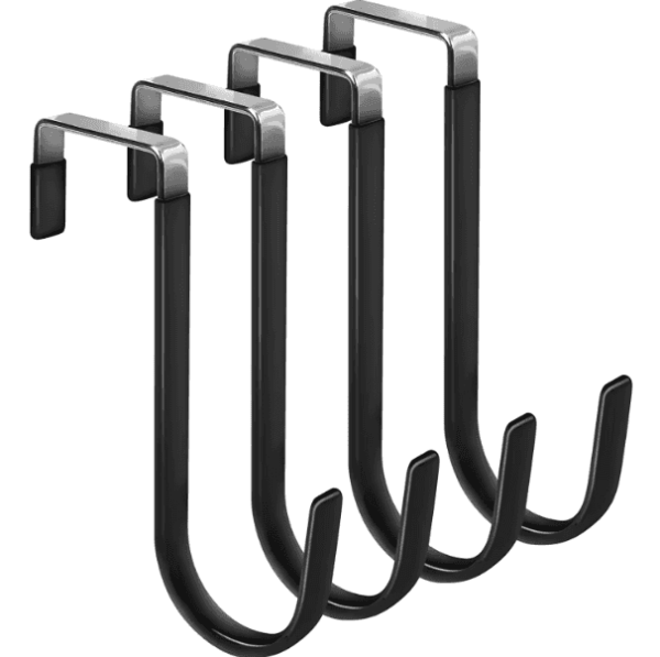 4 PCS Non-Drilling Creative Door Hook - Anti-Slip Rubber Coating for Home Use, Wreath Hanger Single Movable Hook for Clothes and Hats - Packs of 4 - 图片 2