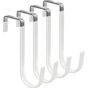 4 PCS Non-Drilling Creative Door Hook - Anti-Slip Rubber Coating for Home Use, Wreath Hanger Single Movable Hook for Clothes and Hats - Packs of 4