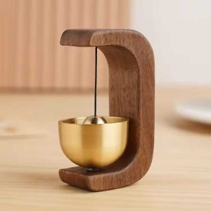 Wooden Door Bell | Magnetic Doorbell Attached For Business,Decorative Wooden Door Bells Hanging,Unique Lightweight Doorbell For Store Doorbells And Wall Mounted Store Cabinet Decoration (Black Walnut)