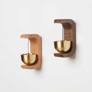 Wooden Door Bell | Magnetic Doorbell Attached For Business,Decorative Wooden Door Bells Hanging,Unique Lightweight Doorbell For Store Doorbells And Wall Mounted Store Cabinet Decoration (Black Walnut)