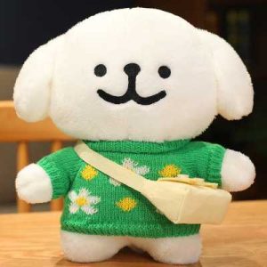 韩国可爱线装小狗公仔马尔济斯毛绒玩具线装狗公仔睡觉抱抱儿童公仔女神节礼物