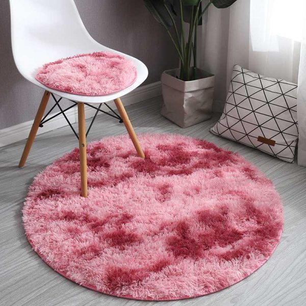 Round Rug Super Soft Fluffy Shag Circle Area Rugs for Kid's Bedroom, Fuzzy Plush Shaggy Circular Rug for Teen's Room, Cute Non-Slip Home Decor Black Carpet for Nursery Room - 图片 5