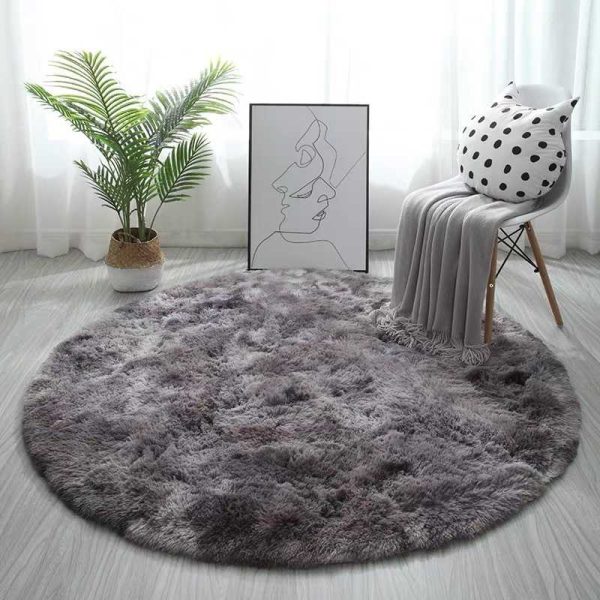 Round Rug Super Soft Fluffy Shag Circle Area Rugs for Kid's Bedroom, Fuzzy Plush Shaggy Circular Rug for Teen's Room, Cute Non-Slip Home Decor Black Carpet for Nursery Room - 图片 13