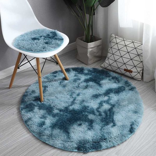 Round Rug Super Soft Fluffy Shag Circle Area Rugs for Kid's Bedroom, Fuzzy Plush Shaggy Circular Rug for Teen's Room, Cute Non-Slip Home Decor Black Carpet for Nursery Room - 图片 12