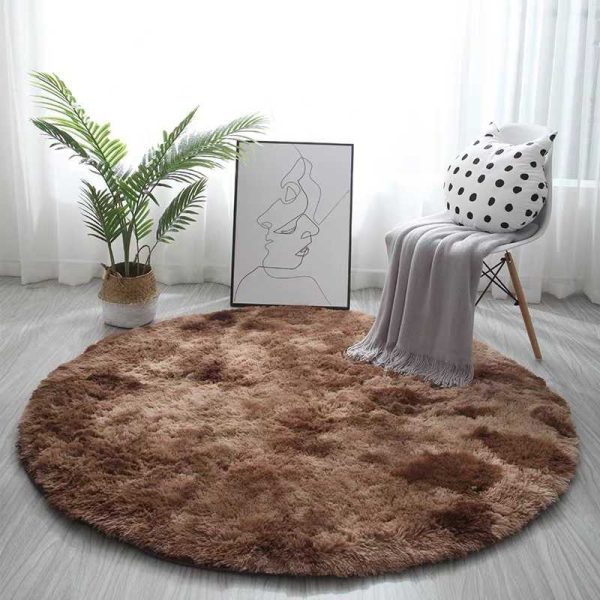 Round Rug Super Soft Fluffy Shag Circle Area Rugs for Kid's Bedroom, Fuzzy Plush Shaggy Circular Rug for Teen's Room, Cute Non-Slip Home Decor Black Carpet for Nursery Room - 图片 10