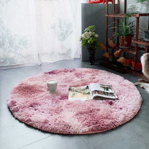 Round Rug Super Soft Fluffy Shag Circle Area Rugs for Kid's Bedroom, Fuzzy Plush Shaggy Circular Rug for Teen's Room, Cute Non-Slip Home Decor Black Carpet for Nursery Room - 图片 9